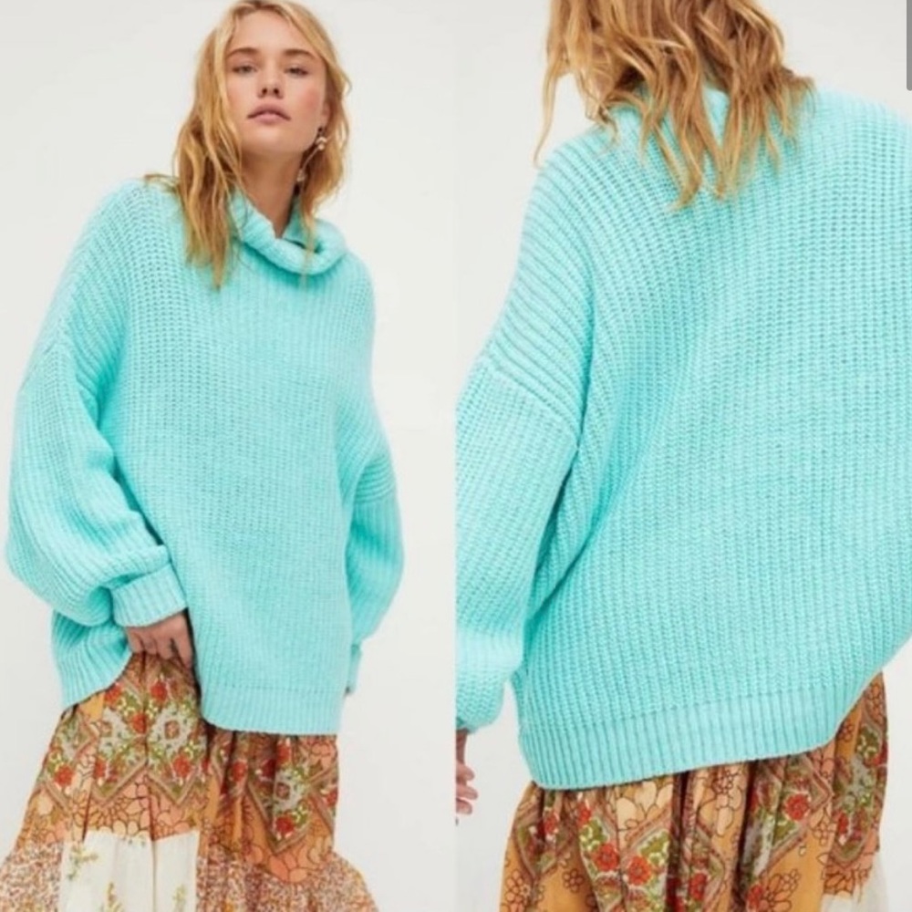 Free People Swim Too Deep Sweater in Aqua